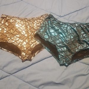 2 pair Mermaid print pole shorts size XL